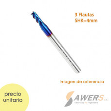 Fresa Corte Espiral HRC65 3 flauta CED=4*12*50mm SHK=4mm