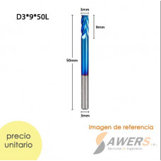 Fresa Corte Espiral Tugsteno 2 Flauta CED= 3*9*50mm SHK=3mm