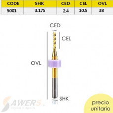 Fresa de Corte Corn Tungsteno TiAIN CED=2.4mm