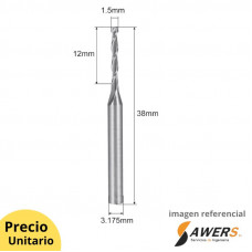 Fresa de corte espiral 2 flauta CED=1.5mm SHK=3.175mm