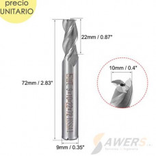 Fresa de corte espiral HSS 3 flauta 10*22mm SHK=10mm