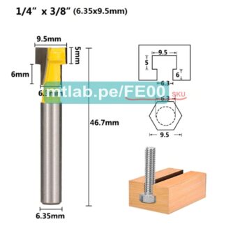 Fresa de corte T SLOT tipo trupan ranurado 1/4*3/8