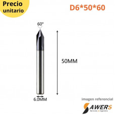 fresa de punto 60grados HRC60 D6*50