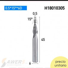 Fresa de Tallado 3D punta conica tungsteno 0.5*15deg*6D