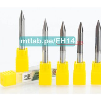 Fresa de tallado de 2 filos, cónica tipo V, marca HUHAO, modelo 5492, vástago de 6 mm, ángulo de 20°, punta de 0.5 mm, longitud total de 50 mm, carburo de tungsten