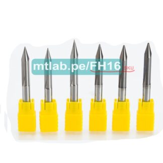 Fresa de tallado de 2 filos, cónica tipo V, marca HUHAO, modelo 5497, vástago de 6 mm, ángulo de 25°, punta de 0.5 mm, longitud total de 50 mm, carburo de tungsteno