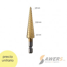 Fresa HSS escalonada perforacion 1/8 a 1/2