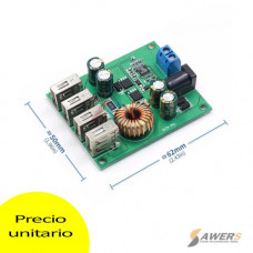 Fuente DC 8V-36V a USB 5V 5A 4CH DC-DC Step Down