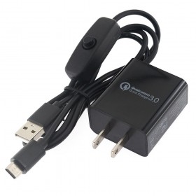 Fuente de alimentación para Raspberry Pi 4B USB-C 5V/3A QC3.0 con switch (GA-QC810)