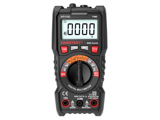 Habotest Multimetro Digital Profesional 10A 600V HT113C DMM Autorango Mide Capacidad Temperatura NCV