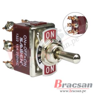 INTERRUPTOR SWITCH CODILLO DE BAQUELITA CON PALANCA 6 PINES ON-OFF-ON 15A 250VAC SAIWEN TEN1322