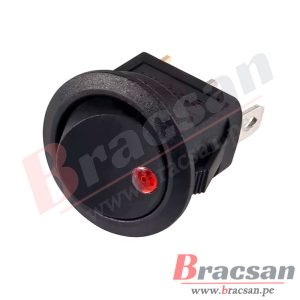 INTERRUPTOR SWITCH ROCKER NEGRO CIRCULAR CON LUZ ROJO 3 PINES ON-OFF 6A 250VAC KCD1-220VAC