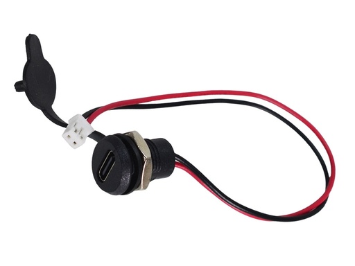 Jack DC Tipo C con Cable JST de 2Pines para Montar en Panel, AWG 24 Max. 1.5A