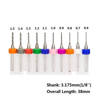 Juego de 10 brocas de 0.6 a 1.5mm de Carburo De Tungsteno