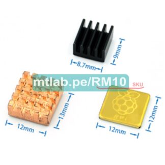 Juego de 3 disipadores especiales para Rasbperry Pi 3 B, B+. 1 disipador de cobre con logotipo de raspberry