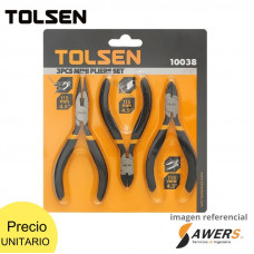 Juego de 3 mini alicates, mangos de PVC, Tolsen