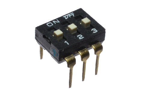 KF1027A Dip Switch de 3 Vias, Pitch: 2.54mm DIP-6 Corriente: 25mA, 24VDC