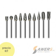 Kit de 10 fresas diamantado para pulido de metal
