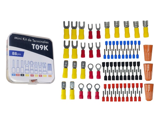 Kit de 9 tipos de terminales Aislados y Protector Roscado (total 88 pzs)