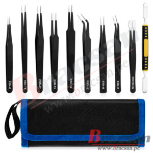 KIT DE PINZAS ANTIESTATICAS ANTIMAGNETICA CON ESTUCHE KIT-ESD-10PZAS