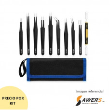 Kit de Pinzas Antiestaticas de 10 piezas