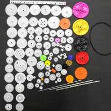 Kit educativo de 106 piezas engranajes/poleas/cremalleras