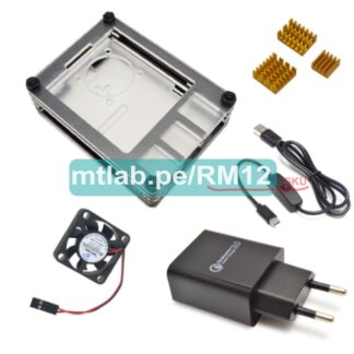 Kit para Raspberry Pi 4: Case de 9 capas, juego de 3 disipadores, ventilador 30x30cm, cable USB a USB tipo C con switch