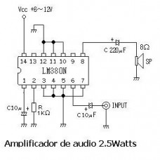 LM380N-8 Amplificador de Audio de 2 Watts