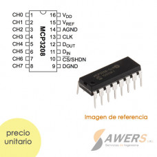 MCP3208 Conversor ADC 12bit 8CH DIP