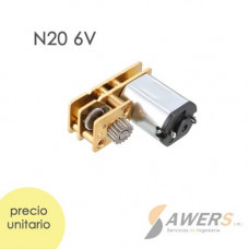 Micro Motorreductor N20 con engranaje invertido 6V 160rpm