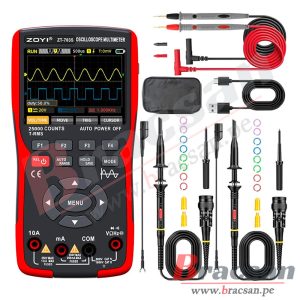 OSCILOSCOPIO PORTATIL 2 CANALES 50 MHZ, GENERADOR DE SEÑAL, MULTIMETRO DIGITAL AC/DC ZOYI ZT-703S