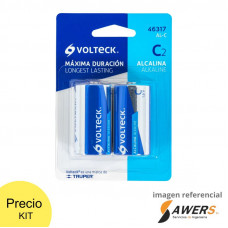 Paquete con 2 pilas alcalinas C, VOLTECK