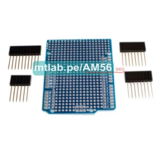PCB base para shield de arduino uno r3 en calidad fibra FR-4 full agujeros, con espadines largos para los pines hembra del arduino.