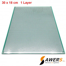 PCB Perforada cara simple 18x30cm (fibra de vidrio)