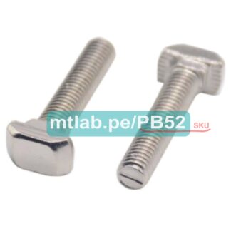 Perno martillo en T M5x10mm para perfil 20×20 (ancho de 6mm). Material: acero al carbono, acabado: niquelado.