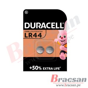 PILA ALCALINA TIPO BOTON 1.5V BLISTER DE 02 UNIDADES DURACELL LR44