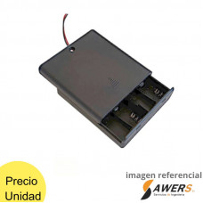 Porta Baterías 4xAA con TAPA