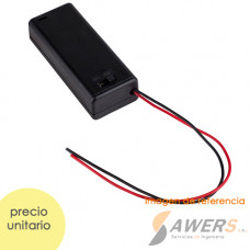 Portabateria 2XAAA con Tapa y Switch de Encendido