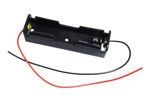 Portapila Plastica para 1 Bateria 18650 de 3.7Voltios con Cablecillos de Conexion, con Resorte