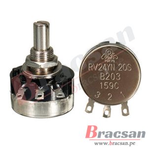 POTENCIOMETRO DE CARBON 20Kohm 1/2W 1 VUELTA RV24YN-B203