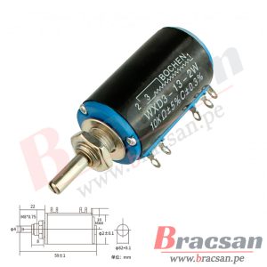 POTENCIOMETRO INDUSTRIAL MULTIVUELTA 10K 2W 10 VUELTAS BOCHEN WXD3-13-2W-10K