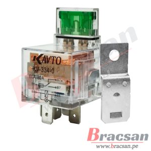 RELAY AUTOMOTRIZ 24VDC 60/80A SPDT 5 PINES C/FUSIBLE 30A KAVTO KV-334-02 26
