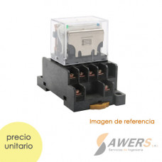 Relay bobina 4PDT 14P LY4NJ 24Vdc + socket Riel Din
