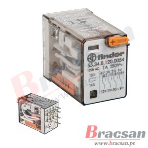 RELAY DE 120VAC 7A 250VAC 4PDT 14 PINES CON LED FINDER 55.34.8.120.0054