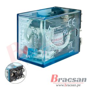 RELAY DE 220/240VAC 10A 250VAC DPDT 8 PINES CON LED OMRON LY2N-J-220VAC