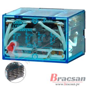 RELAY DE 220VAC 10A 250VAC DPDT 14 PINES CON LED OMRON LY4N-J-220VAC