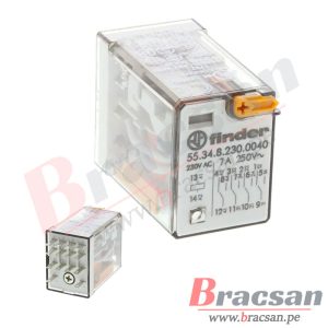 RELAY DE 230VAC 7A 250VAC 4PDT 14 PINES CON LED FINDER 55.34.8.230.0054