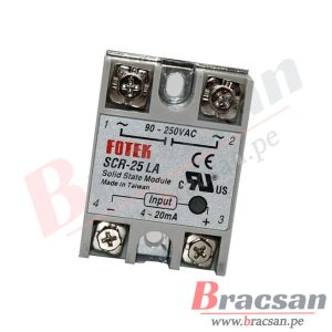 RELAY ESTADO SOLIDO MONOFASICO 4 – 20mA / 90 – 250VAC 25A FOTEK SCR-25LA