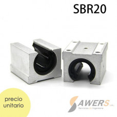 Rodamiento lineal  SBR20UU, semiabierto con carcasa de aluminio, para riel SBR20