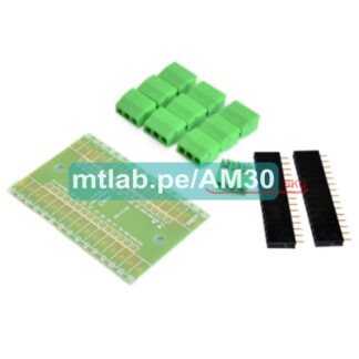 Screw shield para Arduino Nano, con entradas de sujeción por perilla (borneras). Piezas sin soldar.